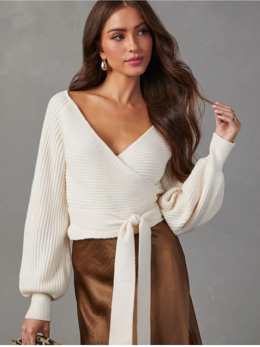 VICI Rayna Cropped Wrap Sweater